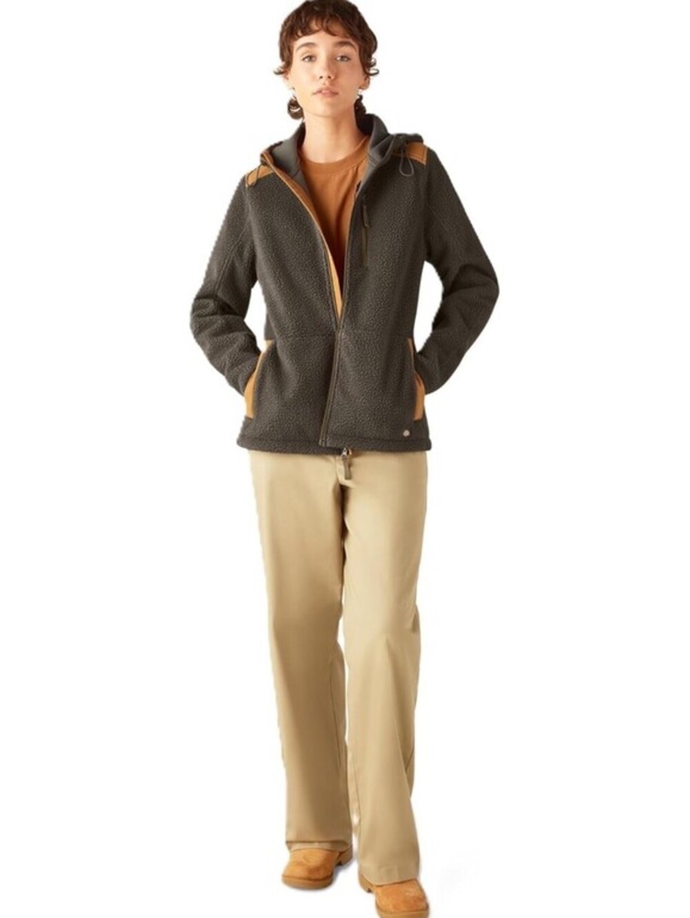 Dickies Women’s High Pile Fleece Bonded Knit Jacket Size M Moss Green